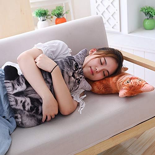 19.6'' Cat Throw Pillow - Plushie Cushion Doll 3D Simulation Cat Plush Stuffed Animal Cushion Pillow Toy for Kids, Sofa Chair Home Decor (Orange)