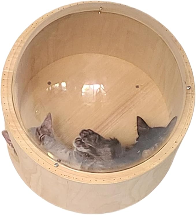 Wall-Mounted Cat Bed Furniture Round Space Capsule Acrylic Cat Perch Steps Cat Wooden Shelf Cat Lover Gift Cat Tree Tower-Classic Style-1