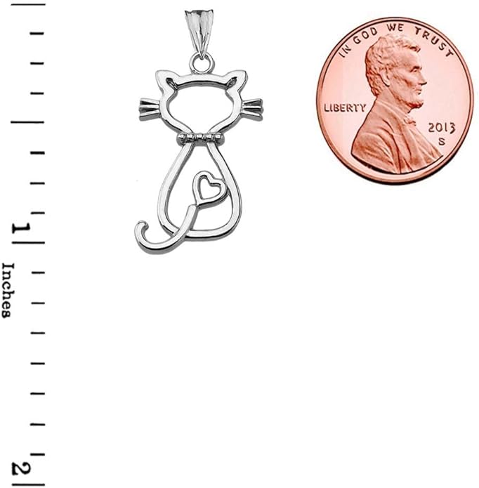 Animal Kingdom Unique Sterling Silver Openwork Backwards Cat Charm Pendant