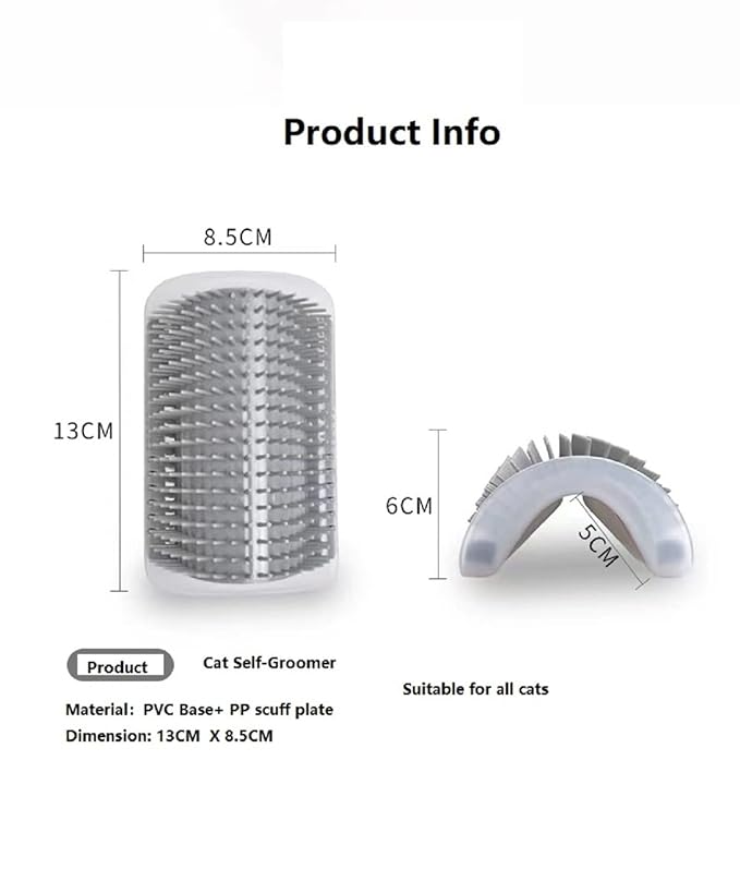 3.0 Softer Cat Self Groomer with Catnip, Face, Back & Head Scratcher for Indoor Cats - Massage Comb, Wall Corner Grooming Brush & Tool