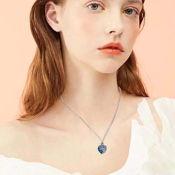 Animal Crystal Urn Necklace For Ashes Sterling Silver Butterfly Dragonfly Bee Phoenix Peacock Hummingbird Fox Angel Wing Pentagram Pentacle Cremation Necklace Heart Teardrop Urn Holder Necklaces For Women Memorial Jewelry