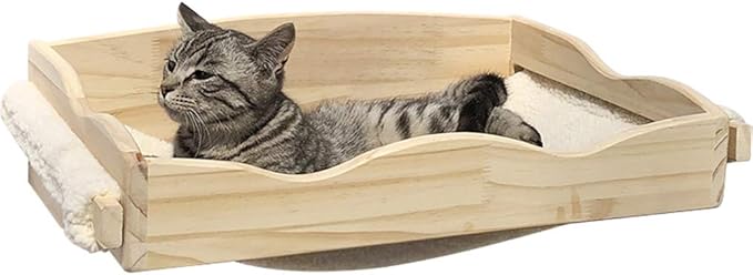 La La Pet® Wall Mounted Creative Cat Hammock Lounger with Cushion Cat Bed Cat House Cat Perch Floating Cat Shelf Cat Tree Cat Furniture Cat Hanging Beds (Hammock)