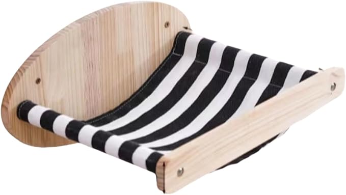 Cat Scratching Staircase, Wooden Climbing Post for Cats, Stairway Design Cat Climbing Shelf Wall Mounted, Four Step Cat Stairway with Jute Scratching for Cats Perch Platform (Stripes Hammock)