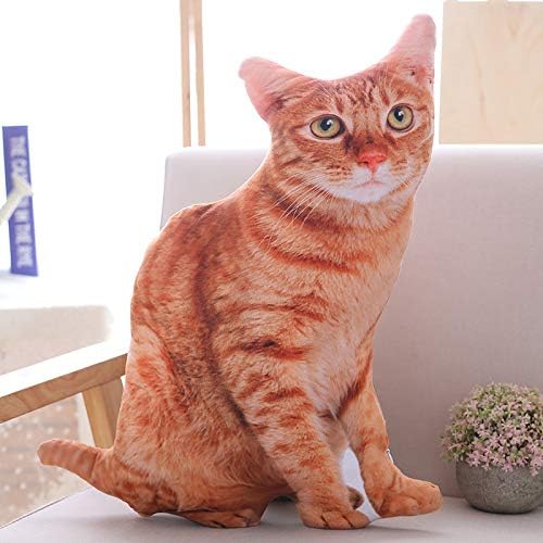 19.6'' Cat Throw Pillow - Plushie Cushion Doll 3D Simulation Cat Plush Stuffed Animal Cushion Pillow Toy for Kids, Sofa Chair Home Decor (Orange)