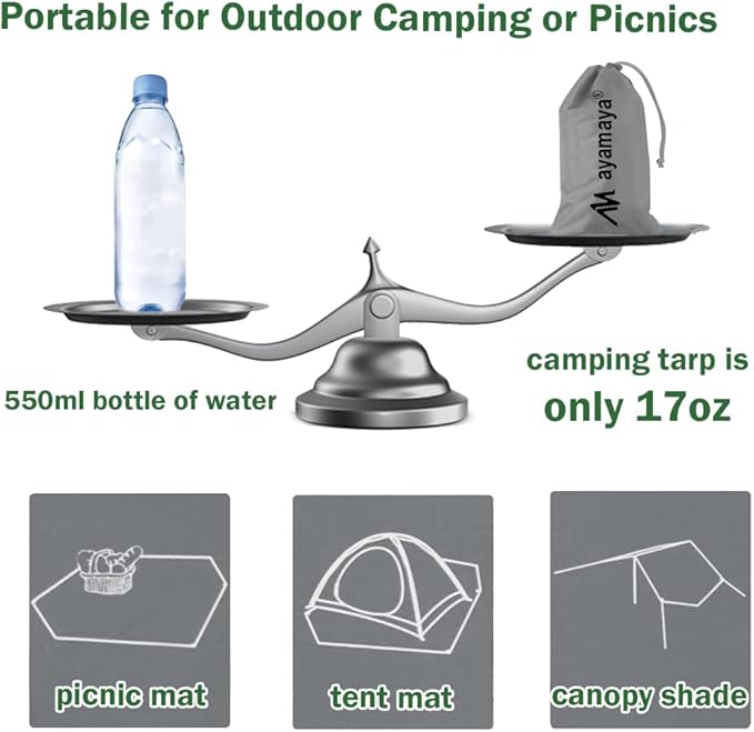 ayamaya Tent Footprint, PU 3000 Waterproof Tent Ground Cloth Large Size for 2-8 Person Family Camping Tents Ground Sheet Mat with 6 Tent Stakes for Camping Hiking Picnic - 13x9FT /8x7FT /6x7FT /5x7FT