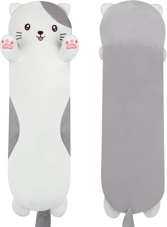 28 inch Cat Plush Body Kitty Pillow, Soft Giant Doll Cute Kitten Squishy Cat Stuffed Animal Toy Gifts for Kids, Birthdays