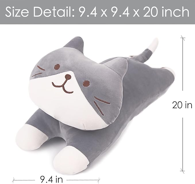 ARELUX 22in Soft Cat Big Sleeping Hugging Pillows,British Short Hair Cat Plush,Kitten Stuffed Animal Throw Pillows Accompany Plush for Friends Family Birthday