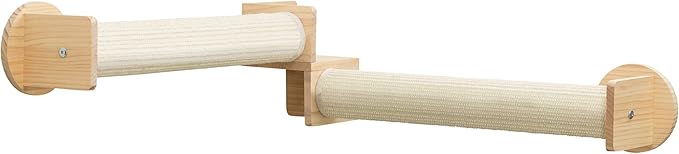 TRIXIE Wall Set 5, Indoor Wall Mounted Cat Climbing System, 2 Sisal Scratching Post for Corners, Cat Ledges, Natural