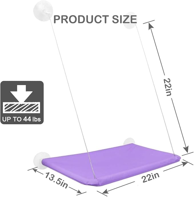 Cat Hammock for Window Cat Window Bed Cat Window Perch for Indoor Cats Suction Cups Cat Window Hammock Space Saving Window Seat for Cats Inside (Purple)