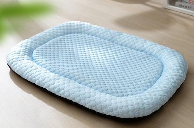 Pet Cooling Mat for Cats and Small Dogs, Self Cooling Fabric, Lightweight, Soft and Comfortable, Leak-Proof, Washable, Cozy Sleeping mat, Indoor/Outdoor (Blue, Medium)