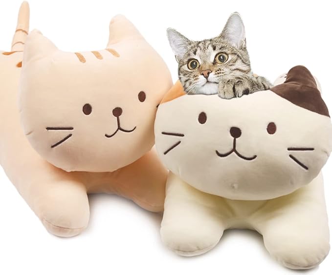 ARELUX 22in Soft Cat Big Sleeping Hugging Pillows,Plush Kitten Kitty,Stuffed Animal Throw Pillows Accompany Plush for Friends Family Birthday