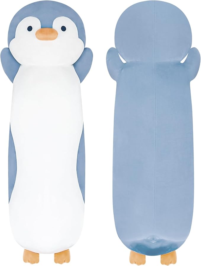 28 inch Penguin Stuffed Animal, Jumbo Long Soft Cuddle Pillow, Cute Blue Penguin Body Plushies Toy Gift for Kids, Boy and Girls Birthday