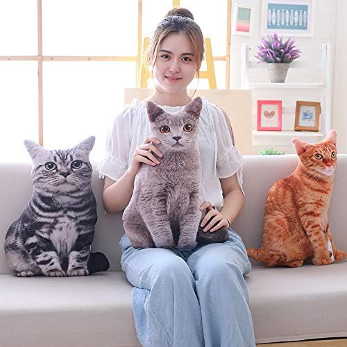 19.6'' Cat Shape Throw Pillow Plushie Doll - 3D Simulation Plush Stuffed Animal Toy for Kids, Sofa Chair Home Decor (Grey)