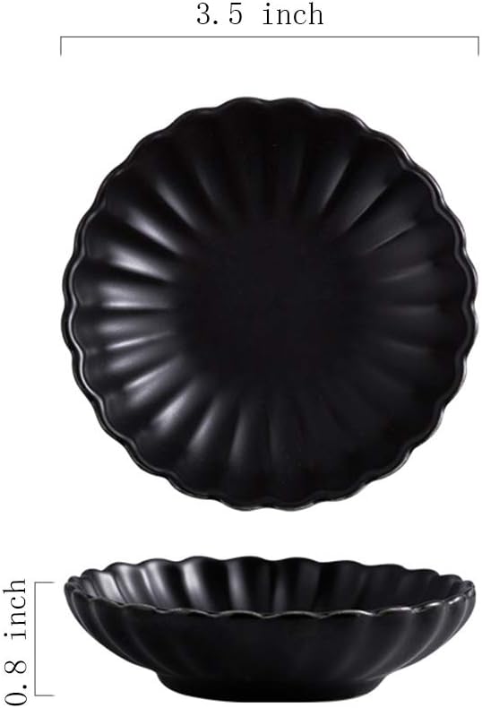 3.5 Inches Flower Shape Ceramic Sauce Dish,Mini Side Seasoning Dish,Condiment Dishes/Sushi Soy Dipping Bowl,Snack Serving Dishes,Porcelain Small Saucer Set(Set of 4)