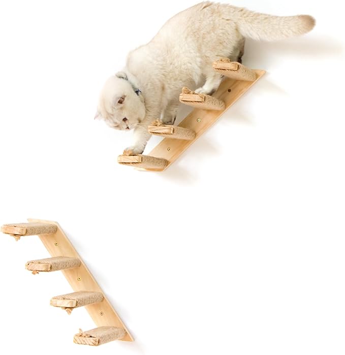 1 Pack 4 Steps Cat Wall Shelves Cat Wall Stairs with Sisal Rope.an Improved＆Stronger Cat Wall Steps Cat Tree Supplies