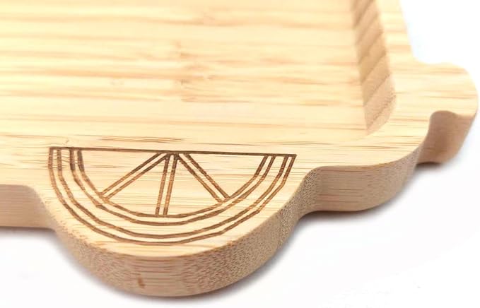 4913, Bamboo Train Shaped Food Plate for Snacks Appetizer Fruit Vegetable | Children Meal Plate | Picnic Kitchen Party | Eco-Friendly Plates, 11"x7.75", 2 Pack