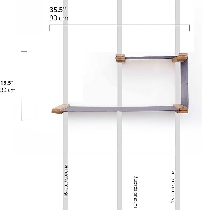 Catastrophic Creations Double Decker Cat Hammock – Wall Mounted Cat Tree with Hammock Perch – Cat Wall Hammock w/Canvas Fabric – Bamboo Cat Tower for Indoor Cats – Modern Cat Furniture