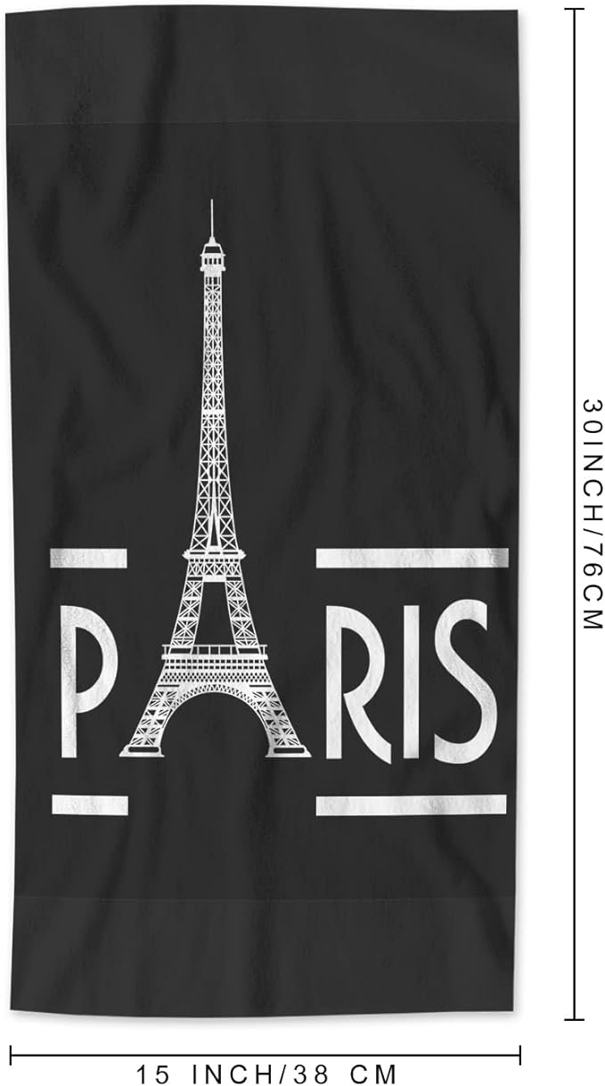 AOYEGO Paris Kitchen Towel Eiffel Tower France Bathroom Hand Towels Cotton Face Towel Bath Kitchen Decor Set for Women Men Girls Boys 15x30 Inch