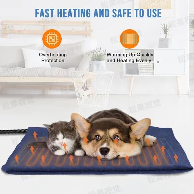 Pet Heating Pad for Dogs, Dog Cat Heating Pad Indoor, Electric Heating Pad for Dogs with 9 Adjustable Temperature and Timer, Heated Dog Blanket Bed with Chew Resistant Cord (28×18 inch)