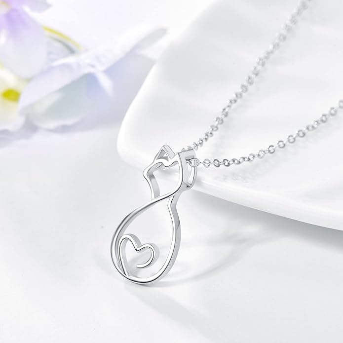 Animal Necklace for Women Girls 925 Sterling Silver Cat/Dog/Monkey/Sloth Pendant Necklace Cute Animal Jewelry Gift for Women Girls