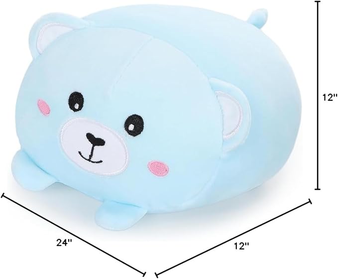 AIXINI 23.6 inch Cute Bear Plush Stuffed Animal Cylindrical Body Pillow,Super Soft Cartoon Hugging Toy Gifts