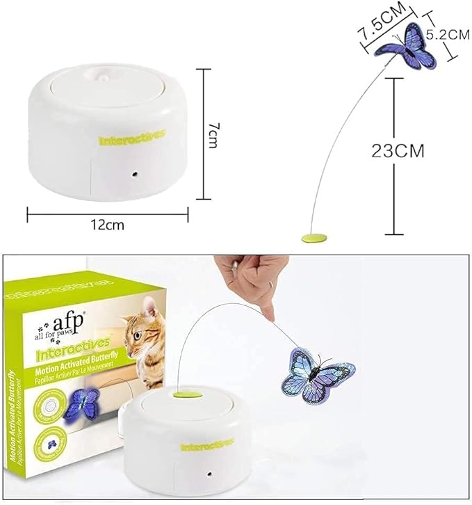 ALL FOR PAWS Interactives Cat Teaser Toy Catnip Toy Flutter Bug Cat Wand Toy Cat Fun Playing Toys Kitten Toys (Shiny Butterfly)