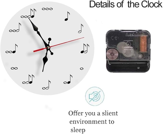 Ansouyi Round Wall Clock Battery Operated Clocks Wallclock 10 Inch,Black Music Notes on White Silent Non Ticking Wall Clock for Living Room,Kitchen,Home,Bathroom,Bedroom,Office or School