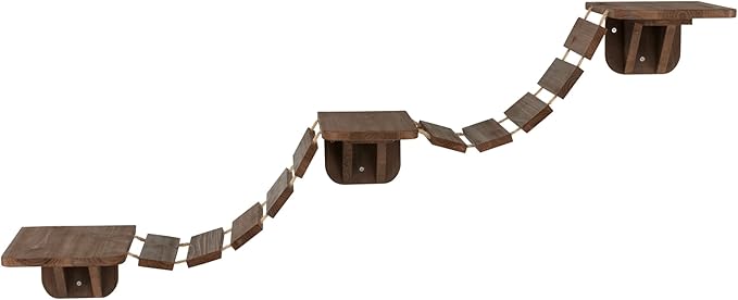 TRIXIE Wall Mount Cat Bridge, Three Platforms Linked by Bridge, Brown