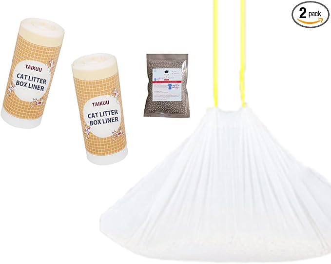 40 Count Cat Litter box Liners, Compatible with Automatic Cat Litter Box Thick Drawstring Heavy Duty Replacement Waste Trash Bags -20.5" x 17.7"