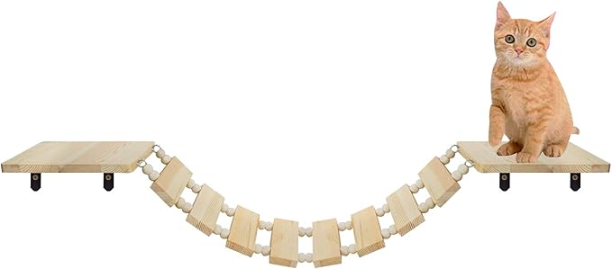 Wooden Cat Wall Steps Handcrafted Wall Mount Cat Perch Climber Tree Shelf Cat Bridge Ladder Kitten Platform Board Climbing Stairs for Wall Mounting Cat Tree Activity Center Pet Play Furniture