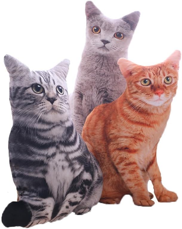 19.6'' Cat Shape Throw Pillow Plushie Cushion Pillow Doll 3D Simulation Cat Plush Stuffed Animal Toy for Kids,Sofa Chair Home Decor