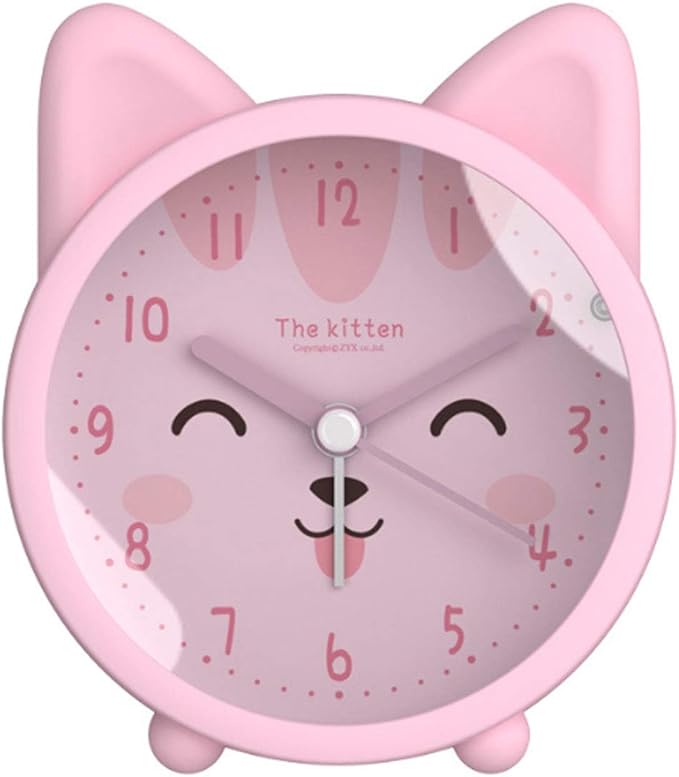 3" Cartoon Animal Alarm Clock Silicon Analog Silent Non Ticking Backlight Desk Clock