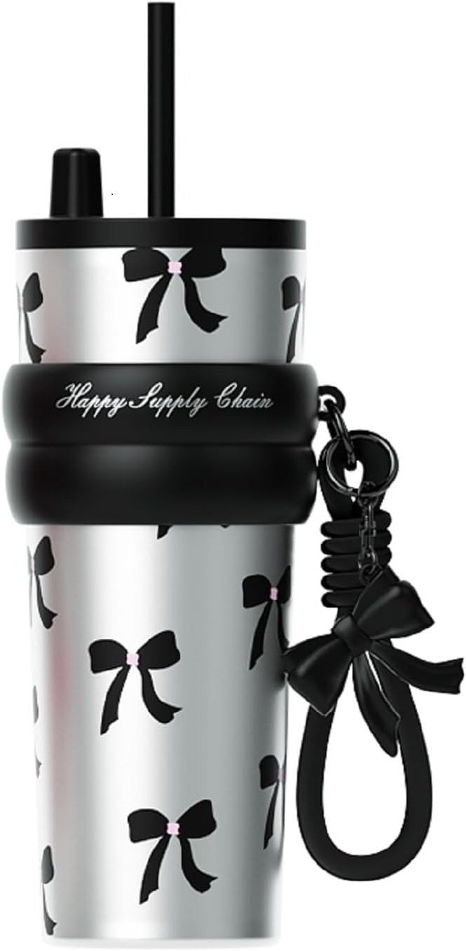 24 OZ Stainless Steel Vacuum Tumbler with Lid and Straw, Iced Insulated Water Bottle Leak Proof, Portable Travel Coffee Mug, Reusable Double Wall Vacuum Thermal Cup for Women