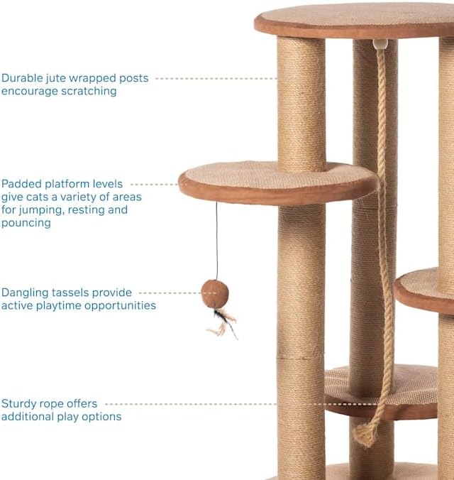 Prevue Pet Products 7150 Kitty Power Paws Multi-Platform Posts with Tassels Cat Scratcher, Natural