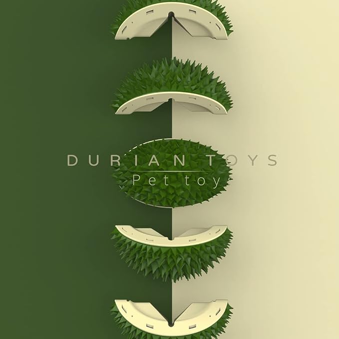 1PCS Cat Self Groomer Cat Dog Corner Hair Self Groomer Durian Shape Massage Brush Scratcher Combs Grooming Self-Adhesive Wall Corner Scratcher Pet Indoor Grooming Supply Scratch Massager Tool,Green