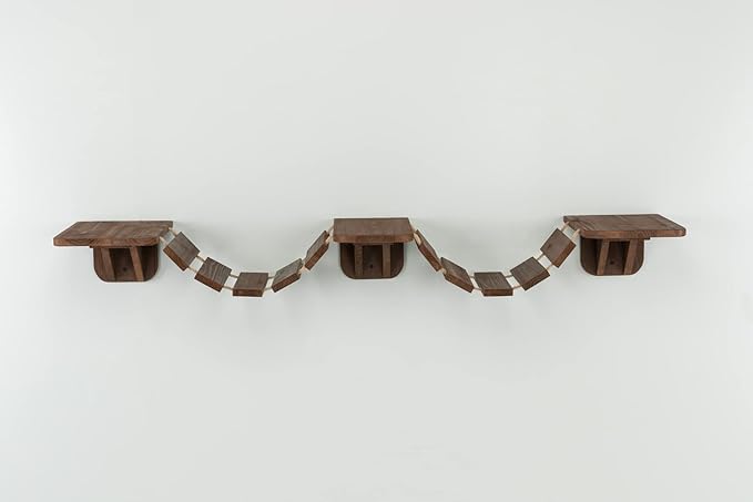 TRIXIE Wall Mount Cat Bridge, Three Platforms Linked by Bridge, Brown