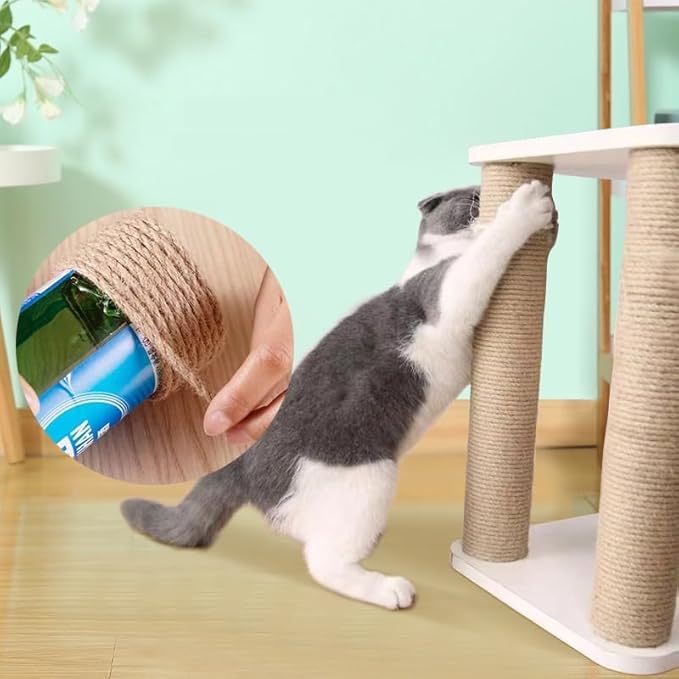 MEEXPAWS Natural Strong Sisal Rope Replacement for Cat Scratching Posts for Winding Easy & Tight |4mm Diameter | Brown | 164FT