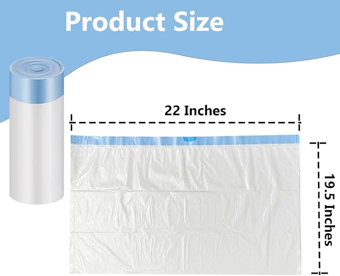 100 Counts, Drawstring Cat Litter Box Liners 19.5 Inches X 22 Inches, 2 Mils Thickness, Compatible with Litter Robot 4 and 3, Extra Thick Waste Bags 9-11 Gallon Capacity