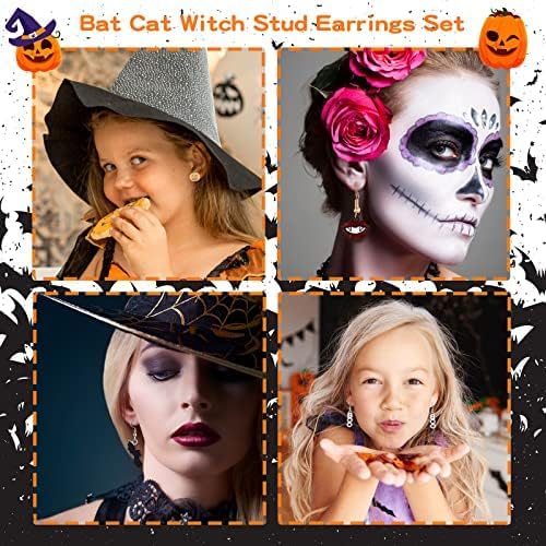 5-26Pairs Halloween Thanksgiving Fall Christmas Theme Earrings Set Holiday Earrings Halloween Stud Earrings Set Spider Pumpkin Ghost Bat Web Skull Drop Earring Holiday Jewelry Gifts