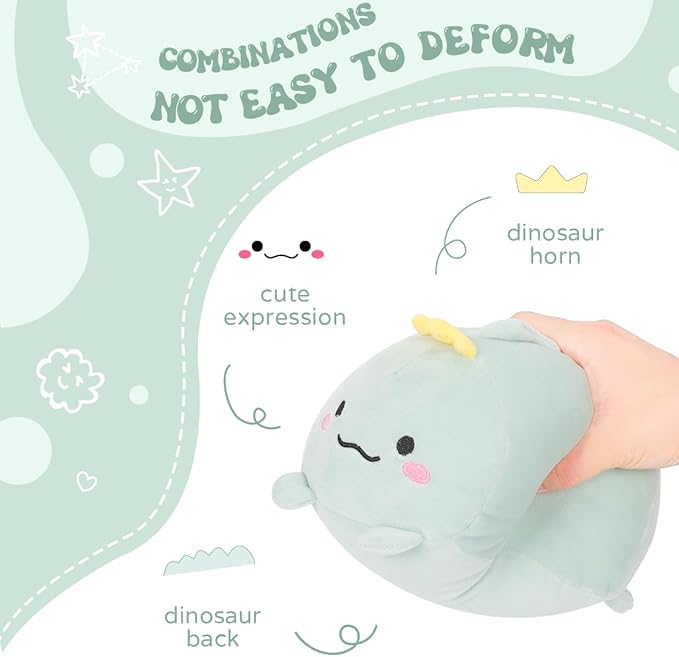 AIXINI 35.5 inch Cute Dinosaur Plush Stuffed Animal Cylindrical Body Pillow,Super Soft Cartoon Hugging Toy Gifts