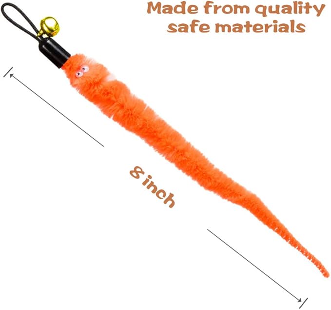 5pcs/Set Colorful Pet Kitten Cat Toys Teaser Replacement Refill Plush Caterpillar with Bell (5 in Blue, Purple, Orange, Pink and Green)