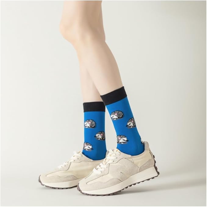 5 Pairs Cute Animal Crew Socks Fun Casual Cotton Calf Socks for Women