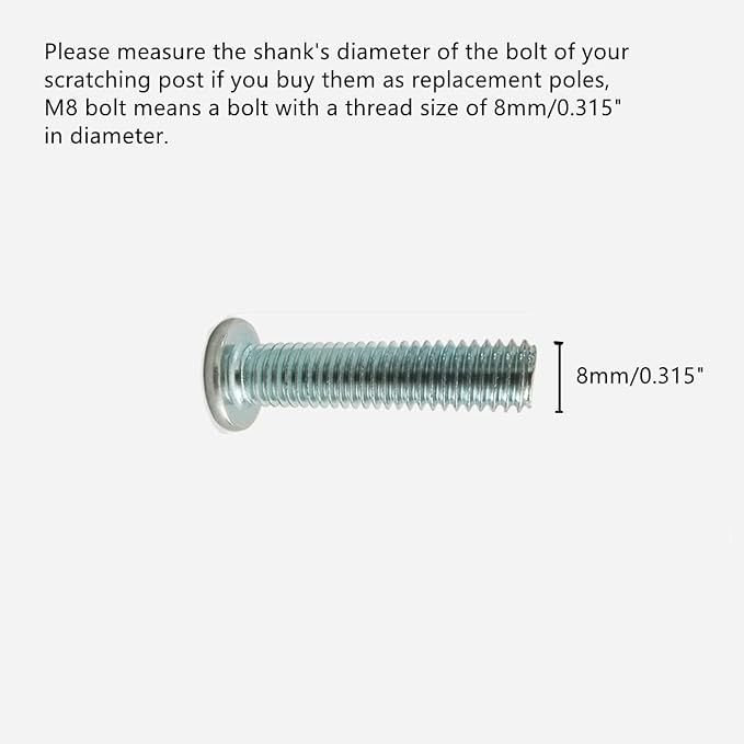 SHENGOCASE 2-Pack 15" L, Ø 2.75" Cat Tree Replacement Post with M8 Bolt, Cat Tower Relacement Post, DIY Cat Scratching Post Replacement Part Pole