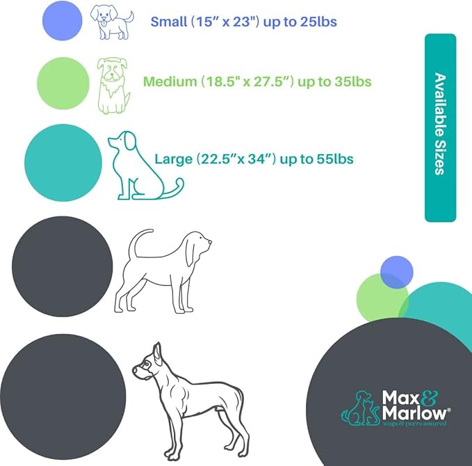 Max & Marlow Dog Bed Dog Couch Bed Washable Dog Bed Crate Mat Dog & Cat Bed, Non Slip Bottom, Gray, 23" L x 15" W x 3.5" Th