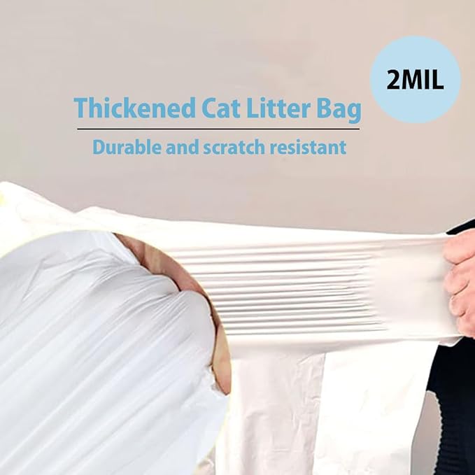 120 Count Cat Litter box Liners, Compatible with Automatic Thick Drawstring Heavy Duty Replacement Waste Trash Bags - 21.6" x 11.8"