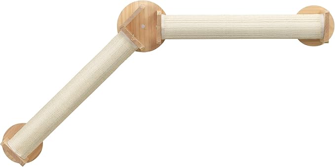 TRIXIE Wall Set 4, Indoor Wall Mounted Cat Scratching Posts for Elevated Fun, Lounger, Scratcher, Perch, Natural