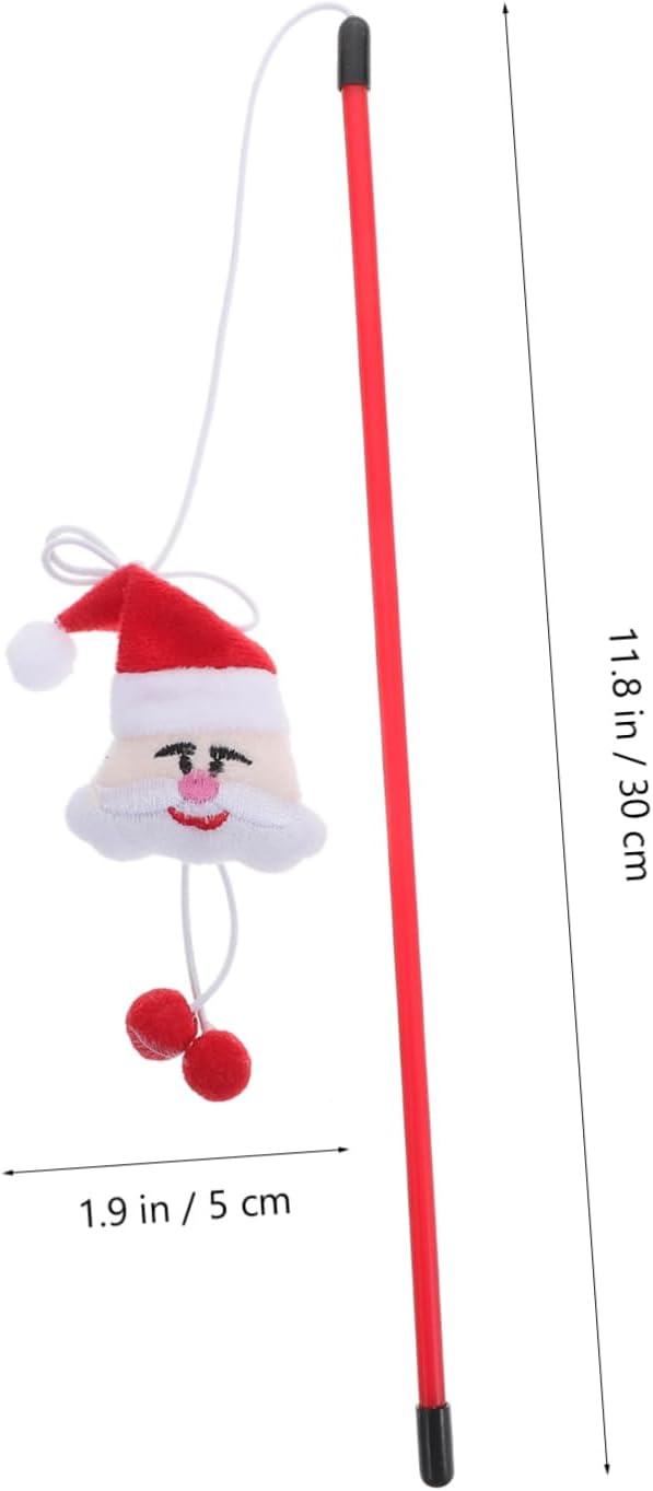 4Pcs Cat Santa Clause Interactive Toy Funny Teaser Stick for Cats Random Training for Engaging Play and Exercise