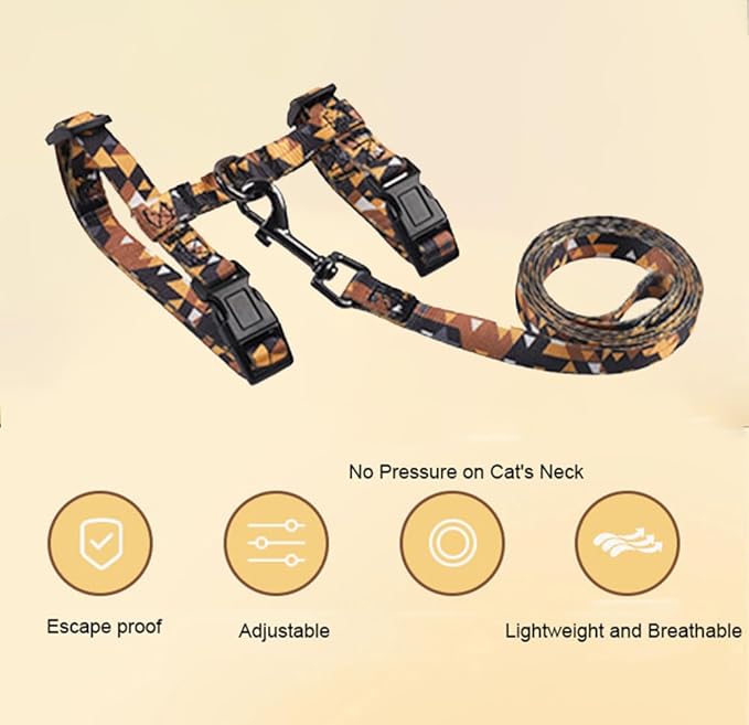 Cat Harness Escape Proof Cat Harness and Leash Set for Walking Soft Adjustable Kitten Harness for Small Large Cats(Multicolor4)