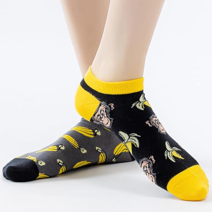 2 Pairs Funny Cartoon Animal Print Cotton Ankle Socks for Women Teens