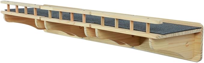 47.2" x 11.8" Natural Solid Wood Wall Mounted Cat Shelves, Superhighway Walkway Balcony Wall Furniture Shelves, Wall Steps Stairs, Perch